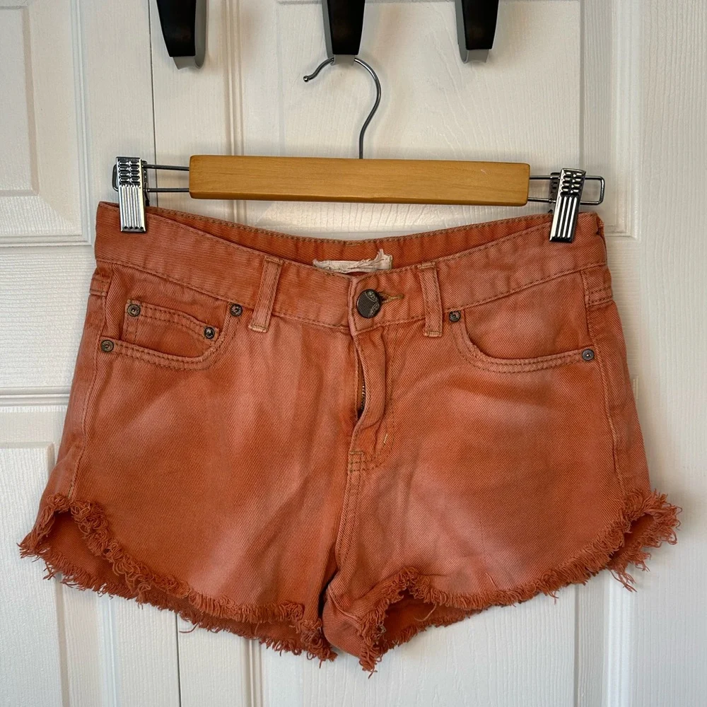 Free People Burnt Orange Cutoff  Fringe Shorts